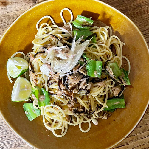 今が旬の四角豆でパスタ♪サクサク食感がめっちゃ美味しい〜